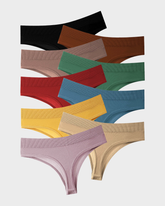 Solid Color Drop Waist Thong Seamless Sport Panties (9 pcs)
